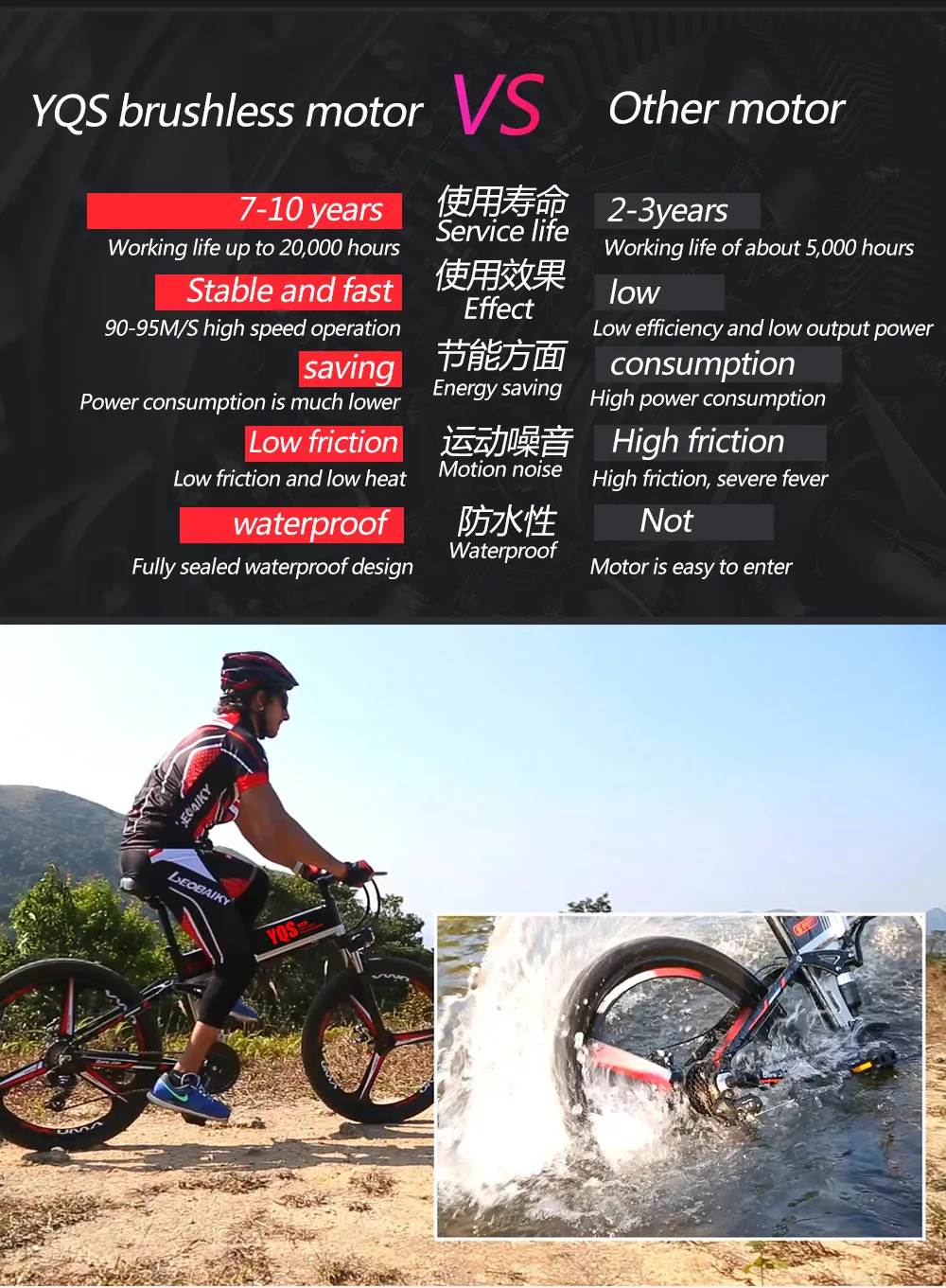 Top YQS Electric Bike  500W 110KM 21Speed 40km/h battery ebike electric 26" Off road electric bicycle bicicleta 24