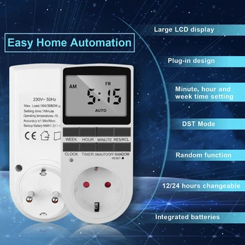 EU/US Plug Digital Timer Switch 12/24 Hour Cyclic Kitchen Timer Outlet Programmable Timing Socket
EU/US Plug Digital Timer Switch 12/24 Hour Cyclic Kitchen Timer Outlet Programmable Timing Socket
