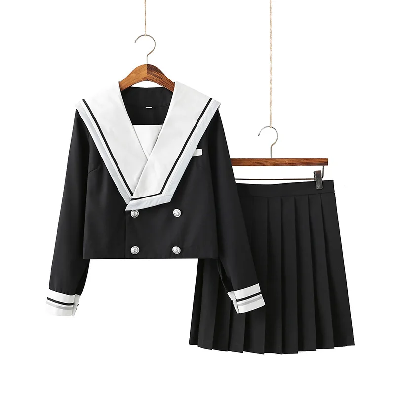 Black Jk Uniform Sailor Suit Cosplay School Wear Japanese Girl School Uniform Costumes Jk Clothes Pleated Skirt Set
Black Jk Uniform Sailor Suit Cosplay School Wear Japanese Girl School Uniform Costumes Jk Clothes Pleated Skirt Set