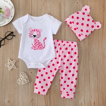 2020 New Sunmer Newborn Baby Girl Clothes Pink Panther Printed Cotton Romper+ Dots Pants+Hat 3PCS Outfits Set Baby Clothing Sets
2020 New Sunmer Newborn Baby Girl Clothes Pink Panther Printed Cotton Romper+ Dots Pants+Hat 3PCS Outfits Set Baby Clothing Sets