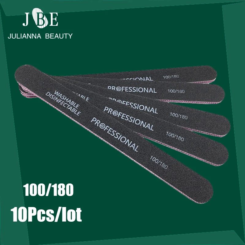 

New 10Pcs/lot Strong Lima Buffer Pedicure Nail File Buffing Curve Manicure Black Sandpaper 100/180 Grit Coarse Nail Files