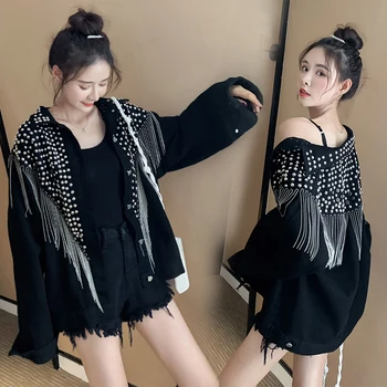 Denim Coat Female 2020 Spring And Autumn New Tassel Heavy Craft Diamond Rivet Long Sleeve Loose Clothing Women's Denim Jacket
Denim Coat Female 2020 Spring And Autumn New Tassel Heavy Craft Diamond Rivet Long Sleeve Loose Clothing Women's Denim Jacket