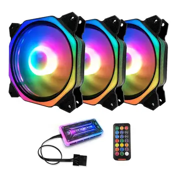 COOLMOON RGB Lighting 120mm Double Aura Silent Computer PC Case 3/4/5/6 Fans Adjust Cooler Fan w/RGB Remote Control
COOLMOON RGB Lighting 120mm Double Aura Silent Computer PC Case 3/4/5/6 Fans Adjust Cooler Fan w/RGB Remote Control