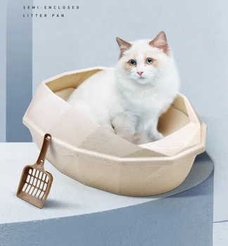 Cat sand training Kit Semi-enclosed anti-splash plastic Cat sand Box geometric Cat sand Bucket 
Cat sand training Kit Semi-enclosed anti-splash plastic Cat sand Box geometric Cat sand Bucket