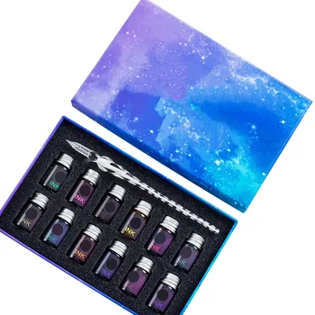 13pcs School Sign Style Writing Drawing Glass Dipped Pen Ink Set Calligraphy Art Fountain Crystal Starry Sky Stationery Supplies
13pcs School Sign Style Writing Drawing Glass Dipped Pen Ink Set Calligraphy Art Fountain Crystal Starry Sky Stationery Supplies