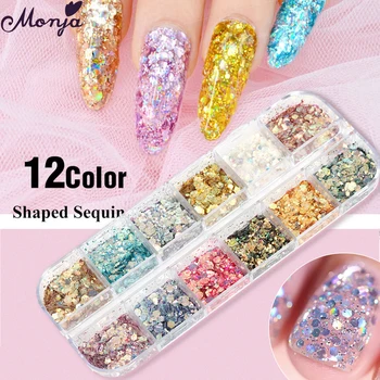 Monja 12 Grids/Box Colorful Irregular Nails Art Hexagon Glitter Flakes Multi-size UV Gel Sparkly Sequins DIY Manicure Decoration
Monja 12 Grids/Box Colorful Irregular Nails Art Hexagon Glitter Flakes Multi-size UV Gel Sparkly Sequins DIY Manicure Decoration