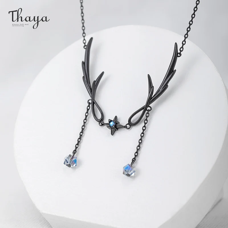 Thaya винтажные ожерелья с подвесками для женщин перо оригинальный дизайн Ctystal