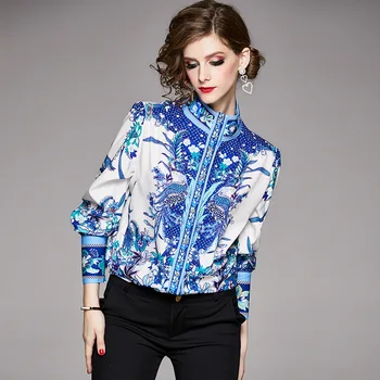 Spring 2020 new vertical collar positioning printing fashion lantern Long Sleeve Shirt
Spring 2020 new vertical collar positioning printing fashion lantern Long Sleeve Shirt