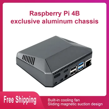 Raspberry Pi 4B exclusive aluminum alloy chassis with fan cooling roof sliding magnetic suction design
Raspberry Pi 4B exclusive aluminum alloy chassis with fan cooling roof sliding magnetic suction design