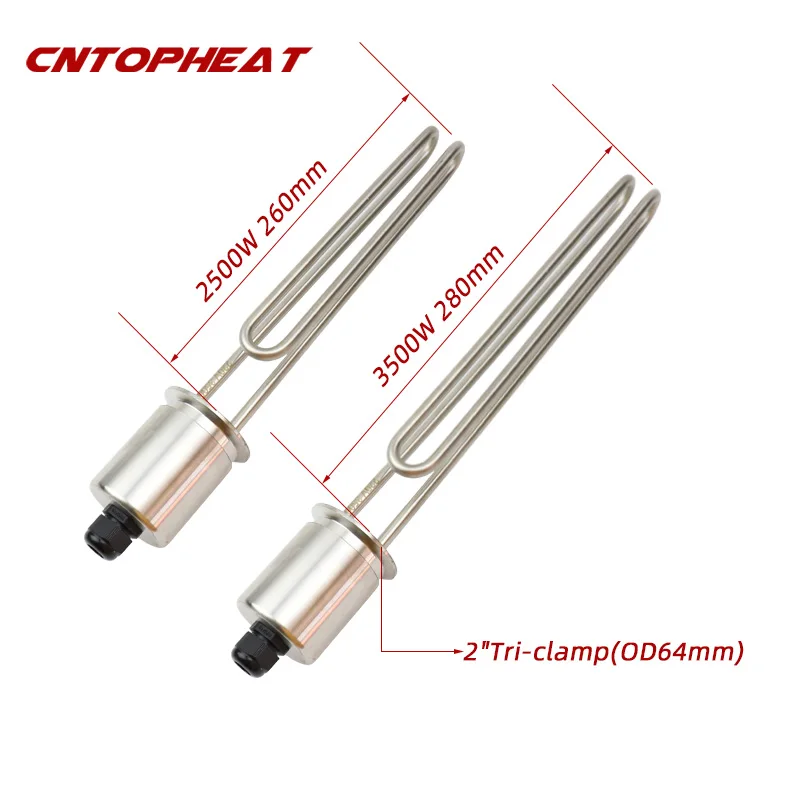 220v 2.5kw/3.5kw 2"Tri Clamp (OD64) Immersion Heater Electric Brewing Water Heating Element
220v 2.5kw/3.5kw 2"Tri Clamp (OD64) Immersion Heater Electric Brewing Water Heating Element