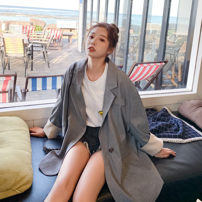 Photo Shoot 2019 Autumn Oversize Non-mainstream Young Contrast Color Joint Cuff Gray Mid-length Small Suit Coat Women's
Photo Shoot 2019 Autumn Oversize Non-mainstream Young Contrast Color Joint Cuff Gray Mid-length Small Suit Coat Women's