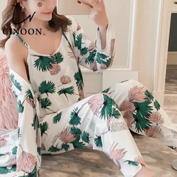 CINOON Summer Sexy Women Floral Printed Pajama Set Japan Style Sweet 3Pcs Sleepwears Faux Silk Comfortable Sling+Pants+Nightgown
CINOON Summer Sexy Women Floral Printed Pajama Set Japan Style Sweet 3Pcs Sleepwears Faux Silk Comfortable Sling+Pants+Nightgown
