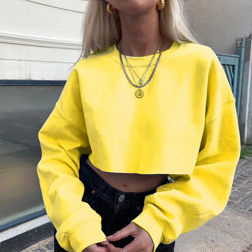 Pure Color Women Pullover Coat Sweatshirt Wild Loos Fashion Sweatshirt Solid Long Sleeve Jumper Casual Leaking Navel Crop Tops
Pure Color Women Pullover Coat Sweatshirt Wild Loos Fashion Sweatshirt Solid Long Sleeve Jumper Casual Leaking Navel Crop Tops