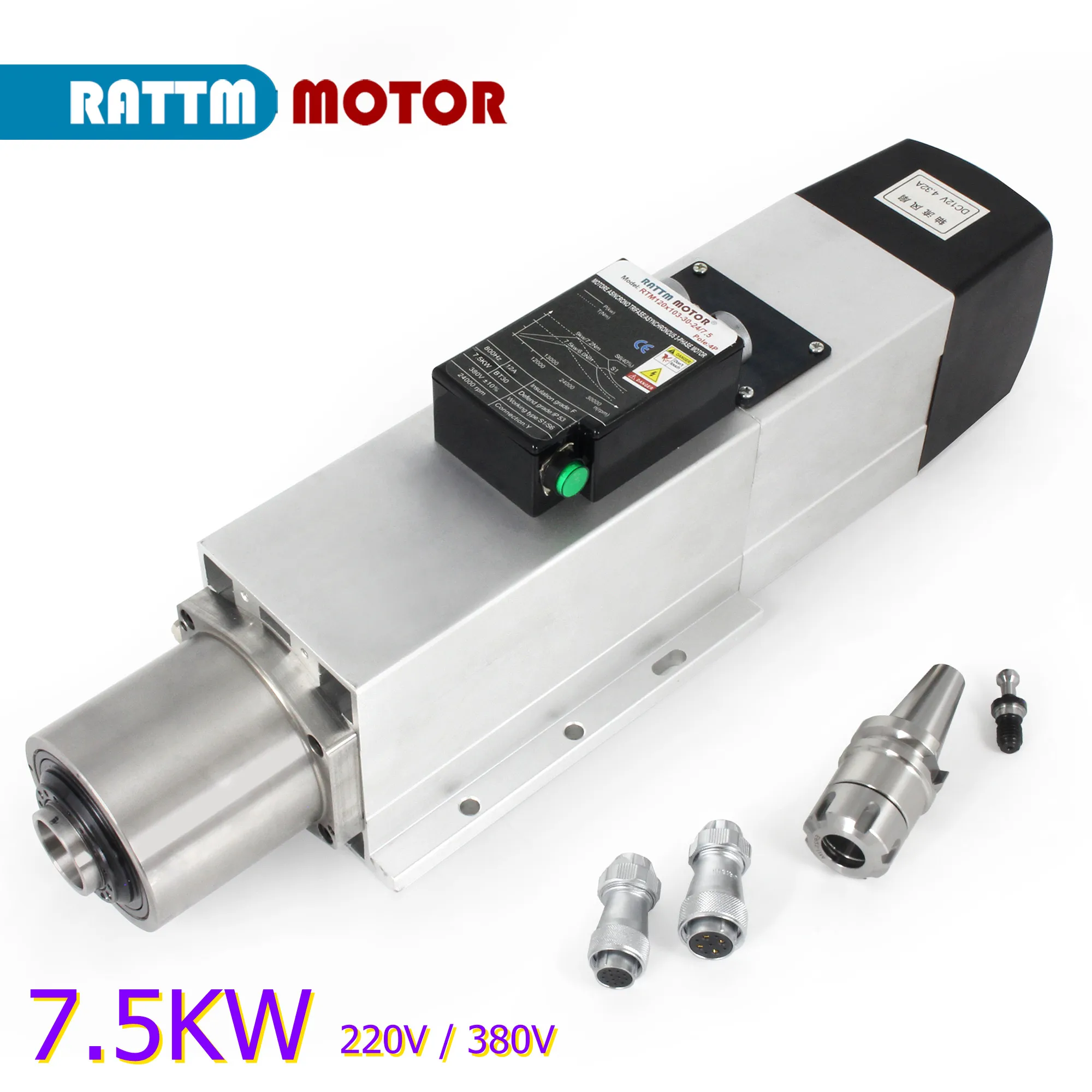 7.5KW air cooled ATC spindle motor 24000RPM 220V 380V Automatic Tool Changeable 800Hz BT30 CNC Router Milling
7.5KW air cooled ATC spindle motor 24000RPM 220V 380V Automatic Tool Changeable 800Hz BT30 CNC Router Milling