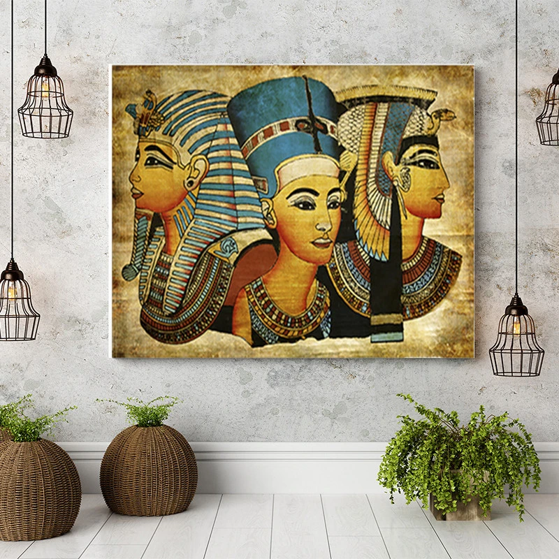 Religious Oil Painting Egyptian Pharaoh Style Vintage Pattern Canvas Pictures Study Living Room Decor Buddha Background Poster | Дом и сад