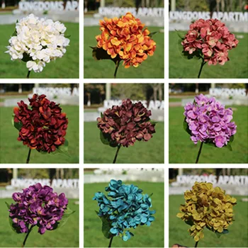 

20Pcs Fake Short Stem Autumn Hydrangea 18.5" Length Simulation Retro Hydrangeas for Wedding Home Decorative Artificial Flowers