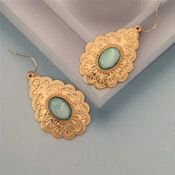 Bohemian Style Water Drop shape Earrings Gold Color Retro Patterns Alloy Pacific Opal Color Acrylic Decorate Earrings for Women
Bohemian Style Water Drop shape Earrings Gold Color Retro Patterns Alloy Pacific Opal Color Acrylic Decorate Earrings for Women