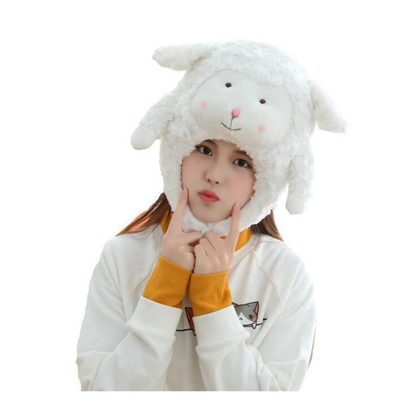 

Sheep hood hat plush animal hat toy children Adult birthday stuffed gift