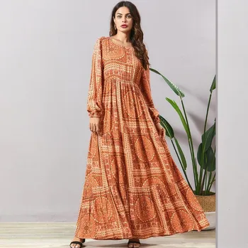 Long Muslim Dress Women Print pleated Vestidos Ethnic Ladies Vintage Maxi Dresses Female 2020 Spring New Fashion a1380 
Long Muslim Dress Women Print pleated Vestidos Ethnic Ladies Vintage Maxi Dresses Female 2020 Spring New Fashion a1380