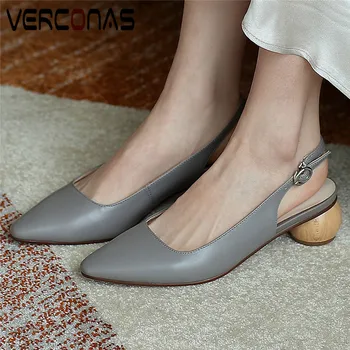 VERCONAS Women Office Shoes Round Heel Comfortable Popular Genuine Leather Pointed Toe Shallow Sandals Thick Heels Shoes Woman
VERCONAS Women Office Shoes Round Heel Comfortable Popular Genuine Leather Pointed Toe Shallow Sandals Thick Heels Shoes Woman