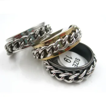 wholesale 50pcs gold black silver color chains spinner stainless steel rings for men women
wholesale 50pcs gold black silver color chains spinner stainless steel rings for men women