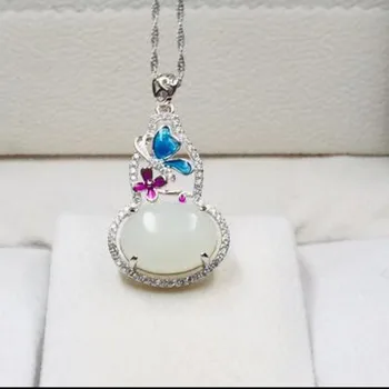 New Blue Butterfly S925 Sterling Silver Inlaid Natural Hetian White Jade Pendant + Chain Necklace Christmas Jewelry
New Blue Butterfly S925 Sterling Silver Inlaid Natural Hetian White Jade Pendant + Chain Necklace Christmas Jewelry