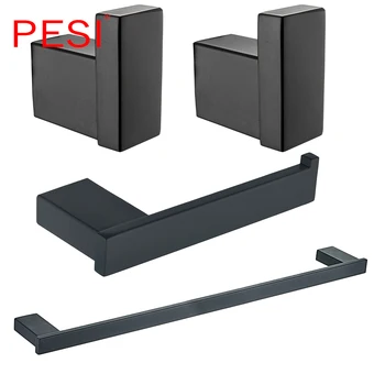 Stainless Steel Bathroom Hardware Set Towel Rack Toilet Paper Holder Towel Bar Hook Bathroom Accessories, Matte Black.
Stainless Steel Bathroom Hardware Set Towel Rack Toilet Paper Holder Towel Bar Hook Bathroom Accessories, Matte Black.