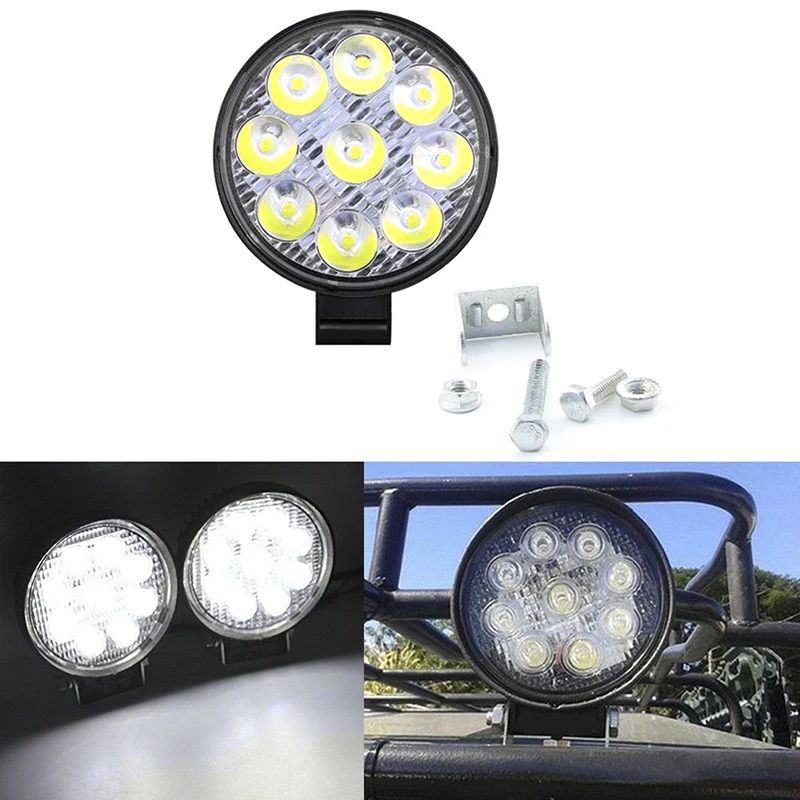 27W 9V~30V Round LED Work Light Bar 9LEDs 6500K Spot Flood Light Offroad Driving Fog Lamp Universal Car Lights
27W 9V~30V Round LED Work Light Bar 9LEDs 6500K Spot Flood Light Offroad Driving Fog Lamp Universal Car Lights