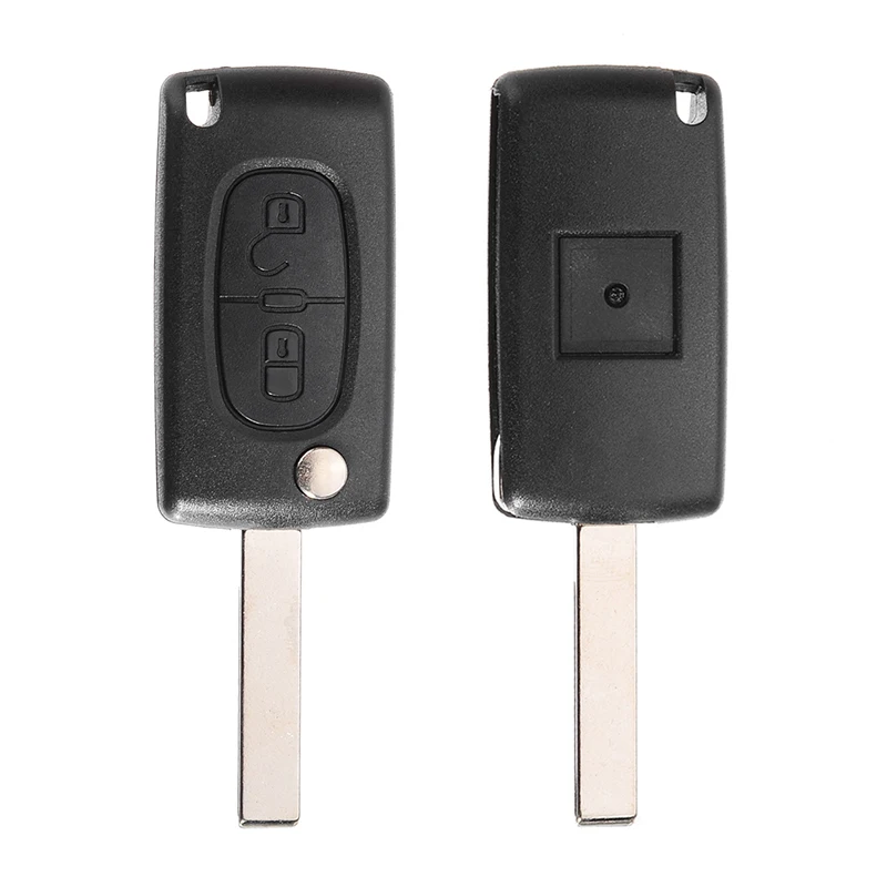 For Peugeot 307 308 407 408 207 2 Buttons Remote Flip Folding Key Shell Uncut Blade Replacement Fob Case No Logo