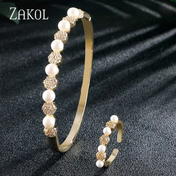 ZAKOL Vintage Cubic Zirconia Round Simulation Pearl Bride Jewelry Bracelet Ring Set for Women Wedding Dinner Party Gift FSSP3111
ZAKOL Vintage Cubic Zirconia Round Simulation Pearl Bride Jewelry Bracelet Ring Set for Women Wedding Dinner Party Gift FSSP3111