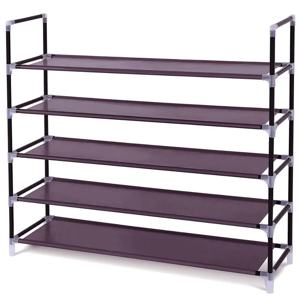 New Style Non-woven Fabric Shoe Rack Simple Assembly 5 Tiers with Handle Dark Brown
New Style Non-woven Fabric Shoe Rack Simple Assembly 5 Tiers with Handle Dark Brown