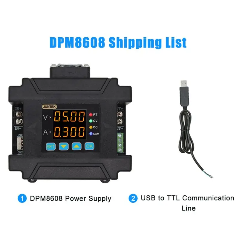 DPM8608 Programmable Remote Control Power Supply Communication Constant Voltage Current DC-DC Step-down 0-60V 0-8A
DPM8608 Programmable Remote Control Power Supply Communication Constant Voltage Current DC-DC Step-down 0-60V 0-8A