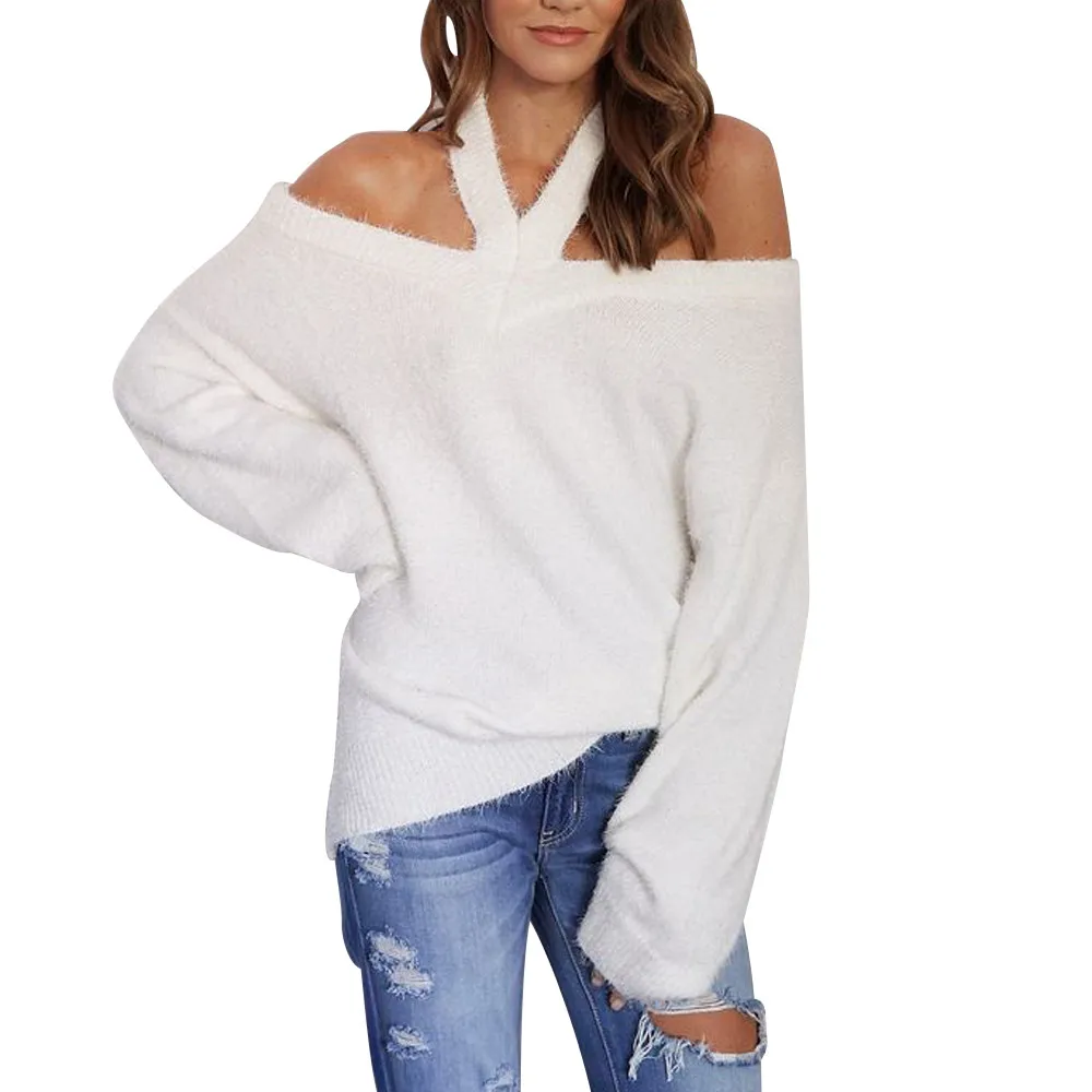 Women's Autumn Sweater New Solid Color Sexy Slash Neck Long Sleeves Leaking Shoulder Open Back Short Fashion Loose Pullover#S
Women's Autumn Sweater New Solid Color Sexy Slash Neck Long Sleeves Leaking Shoulder Open Back Short Fashion Loose Pullover#S