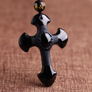 Natural Stone Obsidian Cross Amulet Pendant Necklace Hand Carved Pendant with Lucky Free Beads Chain For Women Men Jewelry
Natural Stone Obsidian Cross Amulet Pendant Necklace Hand Carved Pendant with Lucky Free Beads Chain For Women Men Jewelry