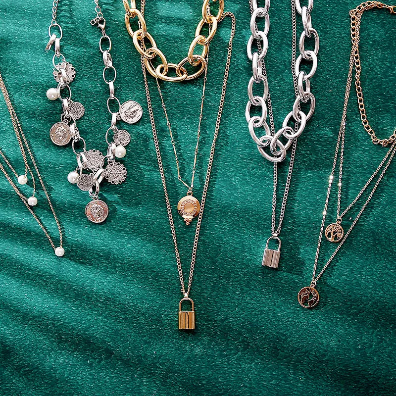 Luokey Goth Punk Chunky Necklace Silver Color Layered Padlock Pendant Necklace Hip Hop Choker Jewellery Collares Mujer Moda 2020
Luokey Goth Punk Chunky Necklace Silver Color Layered Padlock Pendant Necklace Hip Hop Choker Jewellery Collares Mujer Moda 2020