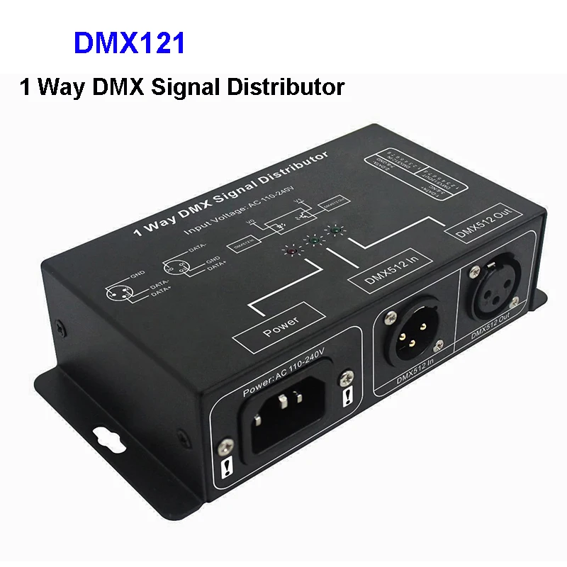 DMX121 DMX512 LED amplifier Splitter;1CH 1 output port DMX signal distributor DMX signal repeater AC100V-240V
DMX121 DMX512 LED amplifier Splitter;1CH 1 output port DMX signal distributor DMX signal repeater AC100V-240V