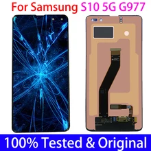 Super AMOLED LCD Pour SAMSUNG Galaxy S10 5G LCD G977N Affichage Original G977U Écran Tactile Numériseur S10 5G LCD G977 assemblage LCD=