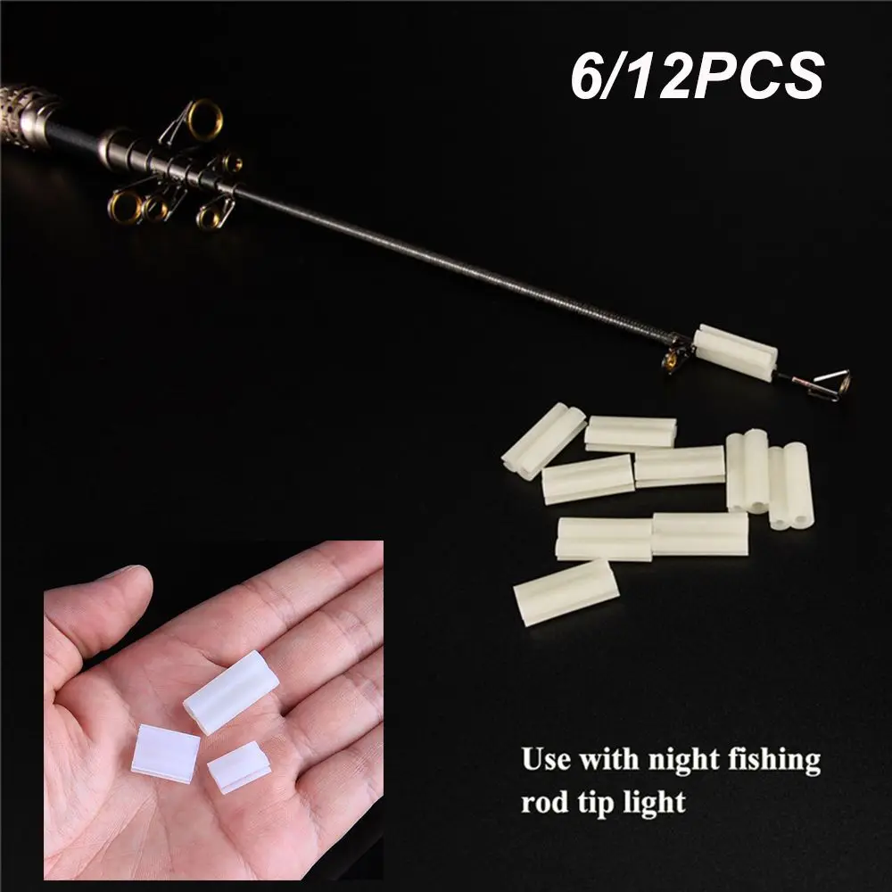 

6/12Pcs Useful Night Dark Light Fishing glow stick Clip fluorescent light sticks fishing rod feeder float hold