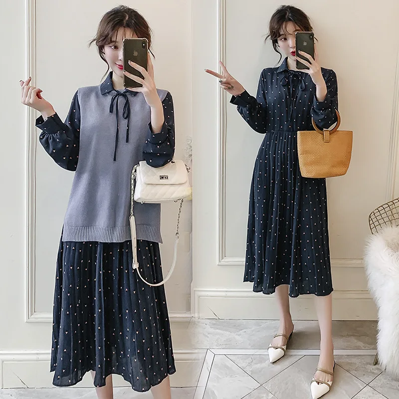 2019 Spring Large Size Dress Pleat Chiffon Dress + Lace-up Sweater Vest Two-Piece Set
2019 Spring Large Size Dress Pleat Chiffon Dress + Lace-up Sweater Vest Two-Piece Set