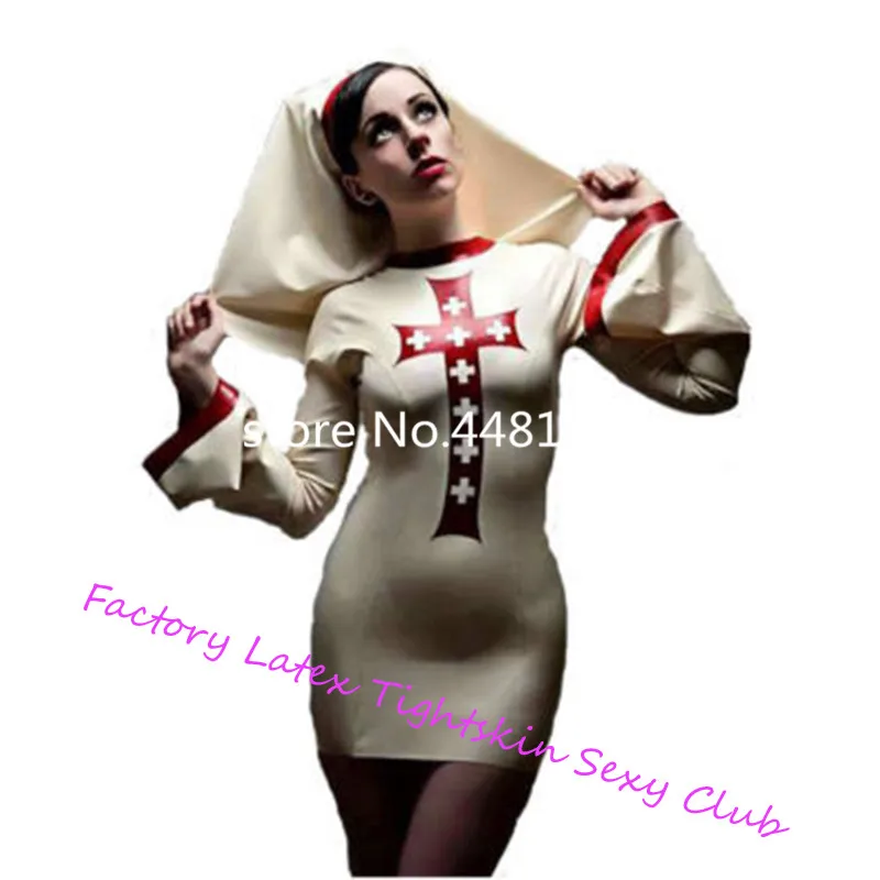 Sexy Latex Rubber Nun Cosplay Costumes women costumes sexy Dress with hat plus size costume 
Sexy Latex Rubber Nun Cosplay Costumes women costumes sexy Dress with hat plus size costume