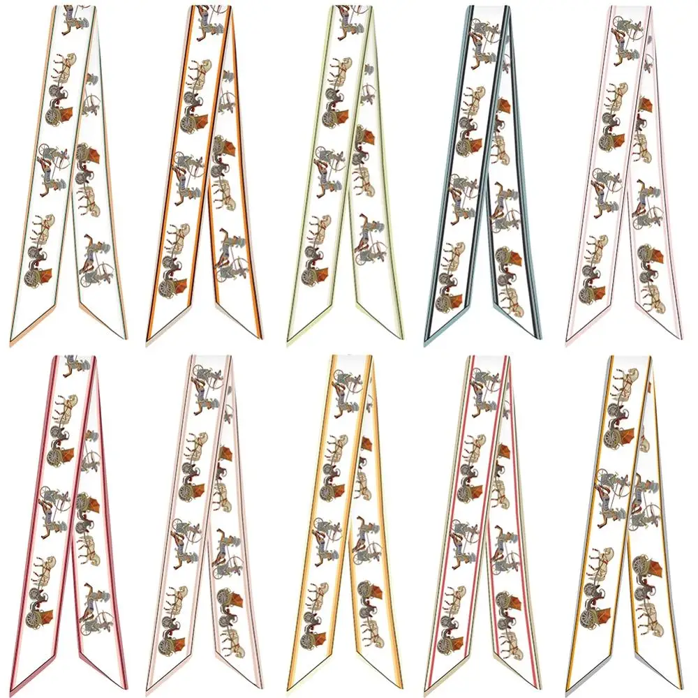 Retro carriage pattern printing Variety bag handle tie wrap Fashion silk scarf Women small scarf
Retro carriage pattern printing Variety bag handle tie wrap Fashion silk scarf Women small scarf