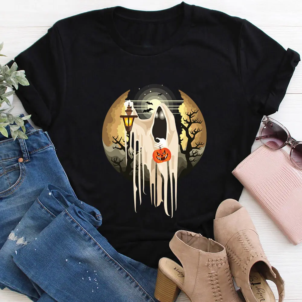 Ghost Pumpkin Print 100%Cotton Women Tshirt Unisex Funny Summer Casual Short Sleeve Top Halloween Party Shirt Holiday Tee
Ghost Pumpkin Print 100%Cotton Women Tshirt Unisex Funny Summer Casual Short Sleeve Top Halloween Party Shirt Holiday Tee