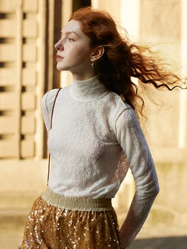 IRINACH277 FALL WINTER 2020 COLLECTION vintage see through high collar long sleeve lace t shirt women
IRINACH277 FALL WINTER 2020 COLLECTION vintage see through high collar long sleeve lace t shirt women