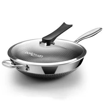 New 304 stainless steel wok Double sided screen Frying pan No lampblack General purpose of induction cooker cookware kitchen pot
New 304 stainless steel wok Double sided screen Frying pan No lampblack General purpose of induction cooker cookware kitchen pot