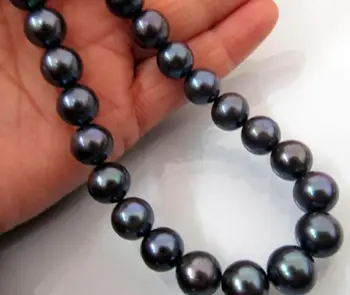

Fashion jewelry Free Shipping HOT 10-11MM TAHITIAN BLACK SOUTH SEA AAA+ PEARL NECKLACE 20 INCH 14K clasp