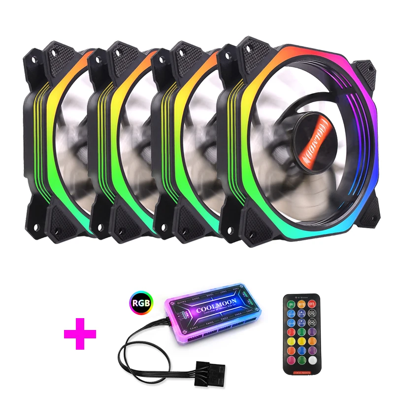 COOLMOON Computer Case PC Cooling Fan Cooler RGB 120mm Quiet IR Remote Computer Cooler Cooling RGB Case Fan
COOLMOON Computer Case PC Cooling Fan Cooler RGB 120mm Quiet IR Remote Computer Cooler Cooling RGB Case Fan