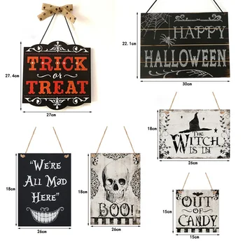 Wooden Halloween Hanging Sign Trick Or Treat Skull Witch For Happy Halloween Party Indoor Outdoor Door Wall Hanging Board Decor 
Wooden Halloween Hanging Sign Trick Or Treat Skull Witch For Happy Halloween Party Indoor Outdoor Door Wall Hanging Board Decor