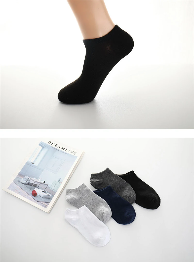 h 1Pair Breathable Cartoon Socks Men Summer Spring Sock Dress Black Low Cut Ankle Sock Fashion Solid Non-slip Cotton Boat Socks