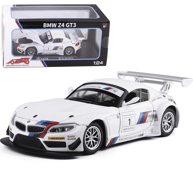 Модель автомобиля Z4 GT3 в масштабе 1:24 гоночного из сплава игрушечный спортивный