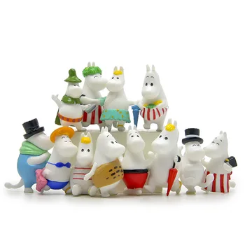 

12 pcs pvc hippopotamus Moomin nicknack Miniature landscape gardening figures home decoration Creative toys gift for kids